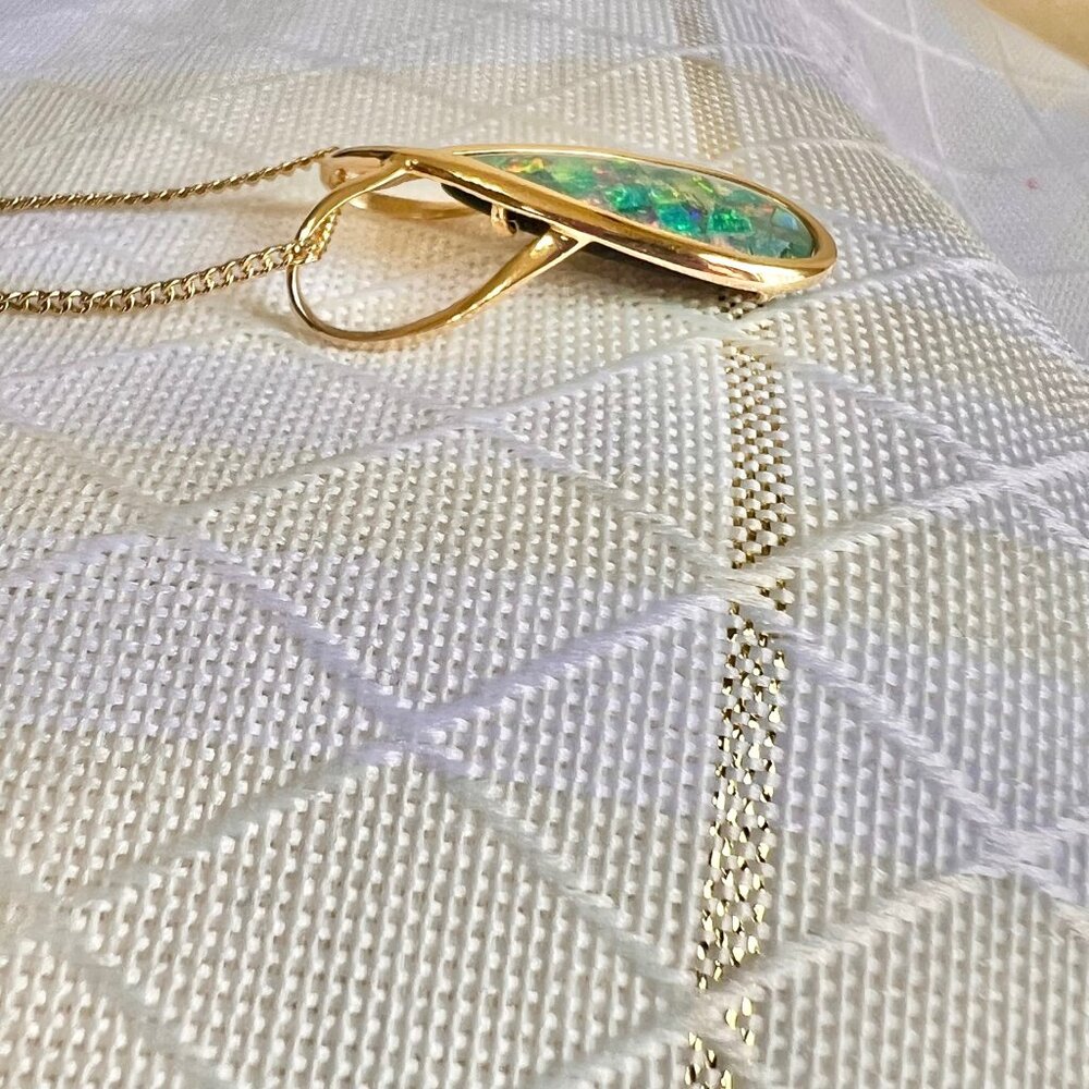 14K Gold Mosaic Australian  Opal Pendant, Opal Jewelry, Australian Jewelry - Picture 12 of 14